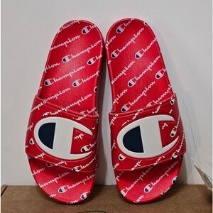 Champion, Mens Slides in Red, White, and Blue. Size 8